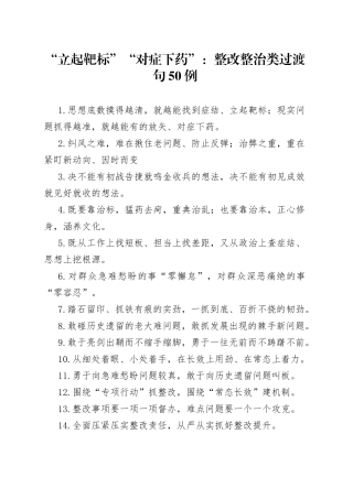 “立起靶标”“对症下药”：整改整治类过渡句50例.docx