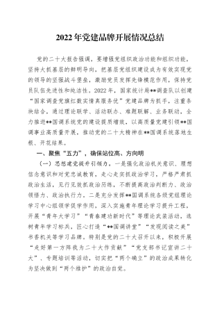2022年党建品牌开展情况总结5