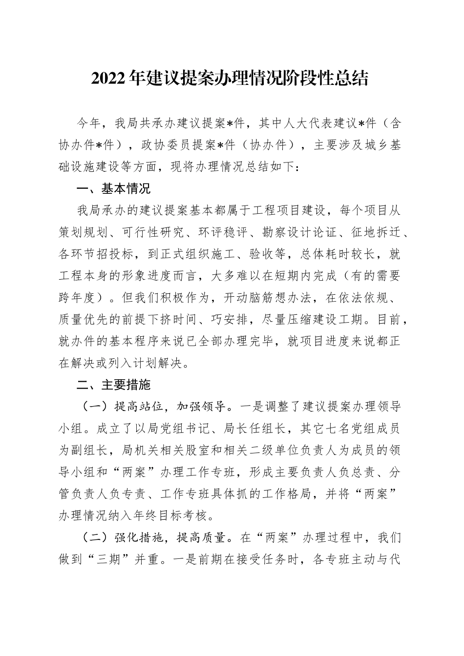 2022年建议提案办理情况阶段性总结_第1页